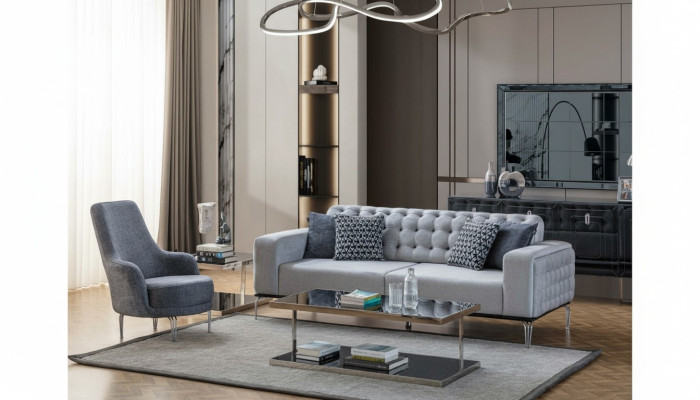 Exklusive Wohnzimmer Set von 2tlg. Sofagarnitur 3 Sitzer und Sessel Neu