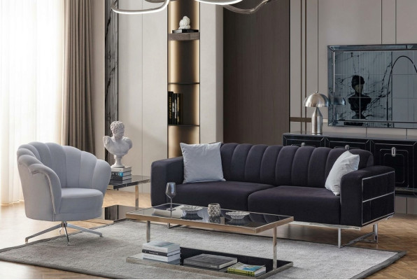 Sitzgarnitur Moderne Textil Couchen Designer Dreisitzer Polster Sessel