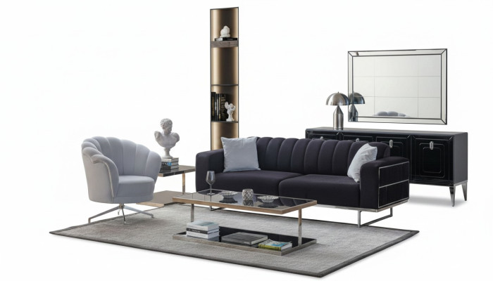 Sitzgarnitur Moderne Textil Couchen Designer Dreisitzer Polster Sessel