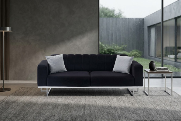 Schwarzer Luxus 3-Sitzer Moderne Wohnzimmer 3-er Polster Couchen Neu