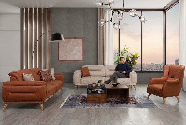 Wohnzimmer Designer Sitzmöbel Sofagarnituren 3-Sitzer Polstersessel 3tlg