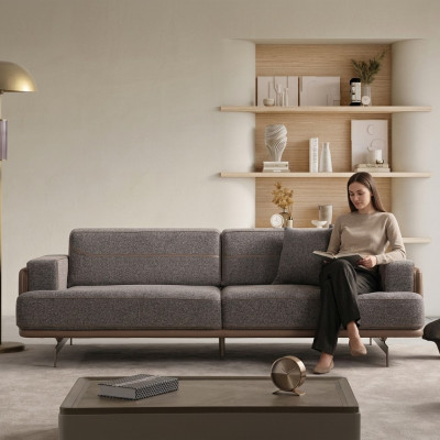 Grauer Dreisitzer Luxuriöse Wohnzimmer Couchen Designer 3-Sitzer Sofa