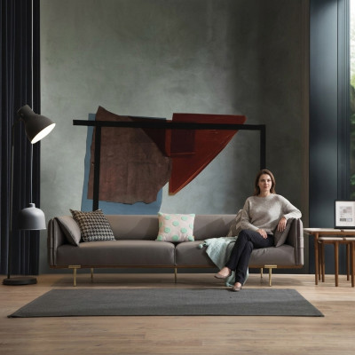 Graues Edelstahlsofa Wohnzimmer 3-Sitzer Polstercouchen Textilsofas Neu