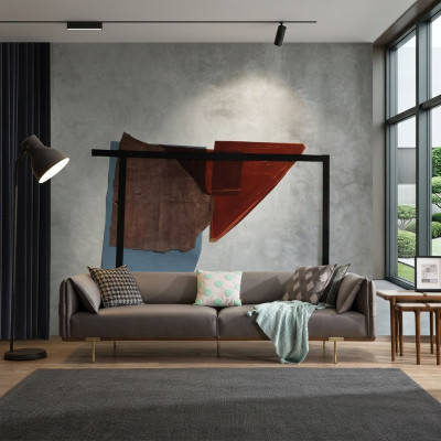 Graues Edelstahlsofa Wohnzimmer 3-Sitzer Polstercouchen Textilsofas Neu