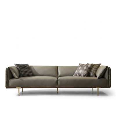 Grüner 3-Sitzer Wohnzimmer Ledersofas Designer Exklusive Couch Sofas