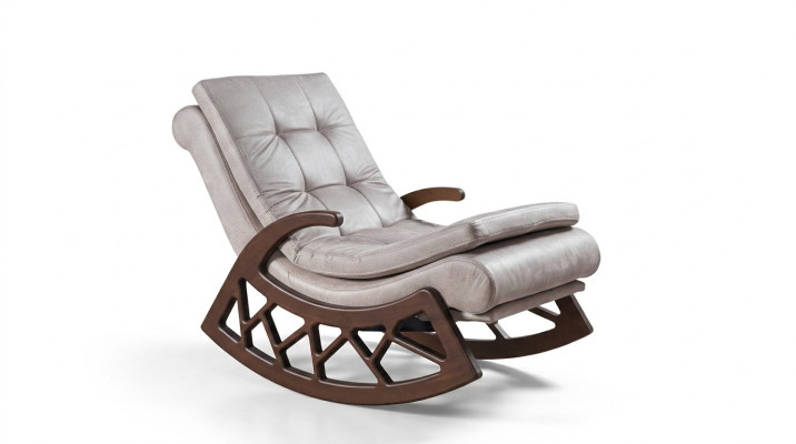 Moderner Holz Schaukelstuhl Edle Wohnzimmer Relax Möbel Holzgestell Neu