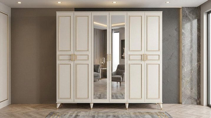 Weißer Kleiderschrank Glasschrank Schlafzimmer Designer Holz Möbel Neu