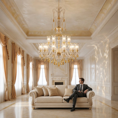 Designer Silber Goldene Lüster Kronleuchter Wohnzimmer Pendel Leuchter