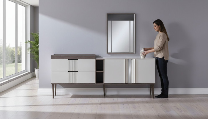 Luxus Esszimmer Set Exclusive Anrichte mit 2x Spiegel Set Neuheit