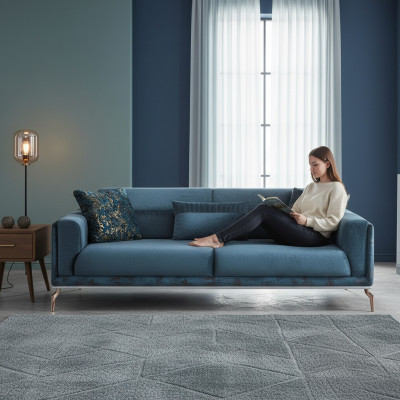 Modern Sofa 3 Sitzer Luxus Grün Design Möbel in Wohnzimmer Couchen 235cm