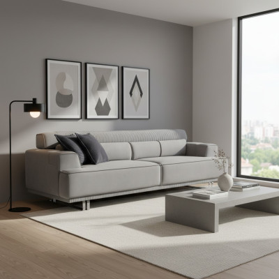 Sofa 3 Sitzer Modern Möbel Grau Wohnzimmer Luxus Einrichtung 235cm