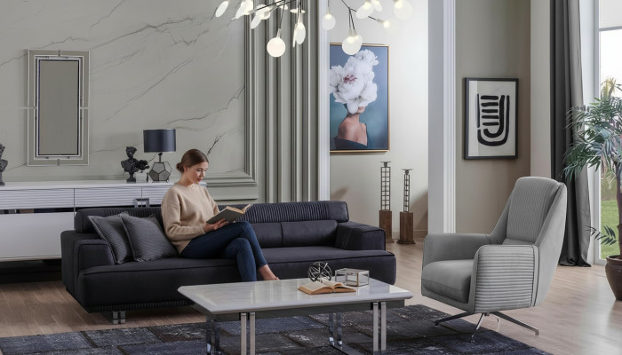 Sofagarnitur 3 Sitzer und Sessel Designer Möbel Wohnzimmer Couch Möbel