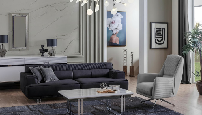 Sofagarnitur 3 Sitzer und Sessel Designer Möbel Wohnzimmer Couch Möbel