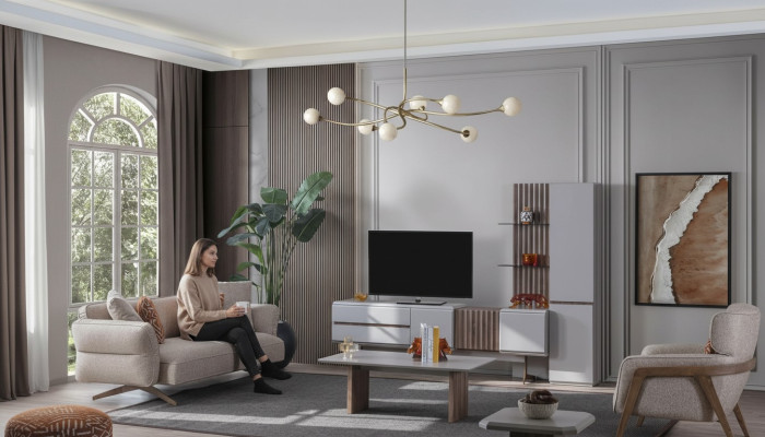Wohnzimmer Set Einrichtung Komplettes Zimmer Möbel Sofa Couch Set 5tlg.