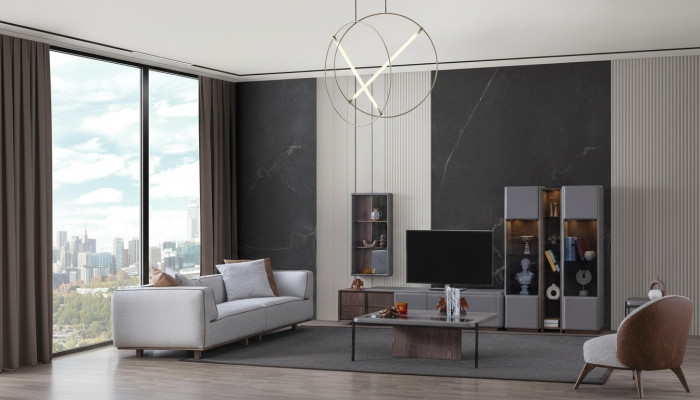 Designer Wohnzimmer Set 7tlg. Modern Wohnwände Wohnzimmer Wandschrank