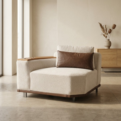 Beiges Modulsofa Designer Ecksofas Wohnzimmer Luxuriöse Polster Couchen