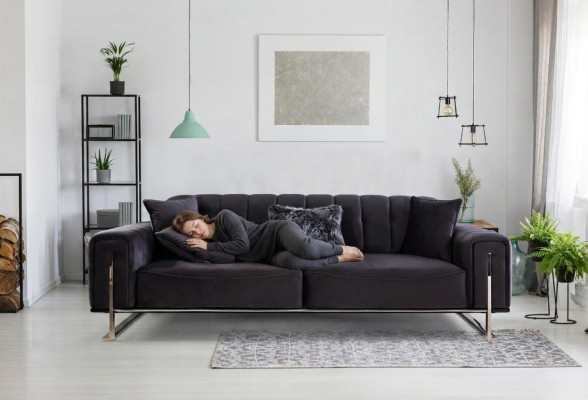 Designer Sofa 3 Sitzer Modern Möbel Schwarz 240cm Big xxl Wohnzimmer