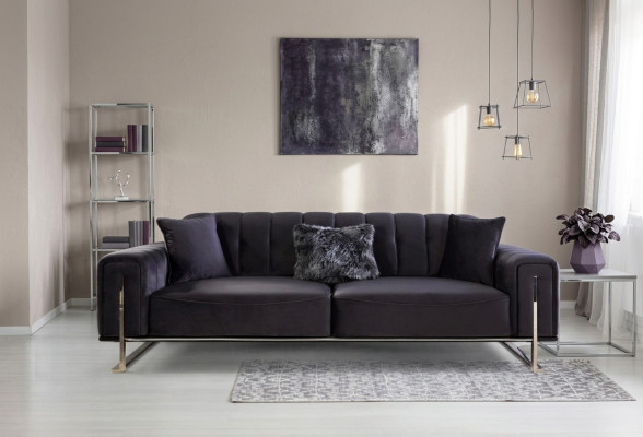 Designer Sofa 3 Sitzer Modern Möbel Schwarz 240cm Big xxl Wohnzimmer