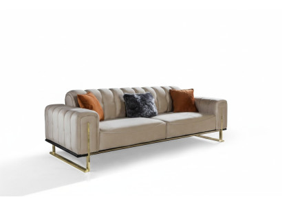 Sofa 3 Sitzer Modern Möbel Beige Farbe Wohnzimmer Luxus Couchen 240cm