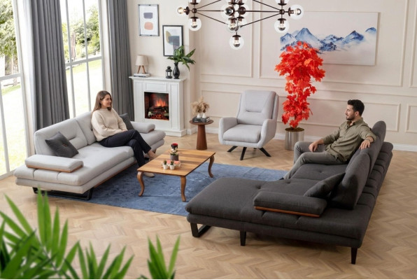 Modern Sofagarnitur 3 + 1 Sitzer und Ecksofa L-form Designer Möbel neu
