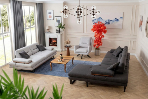 Modern Sofagarnitur 3 + 1 Sitzer und Ecksofa L-form Designer Möbel neu