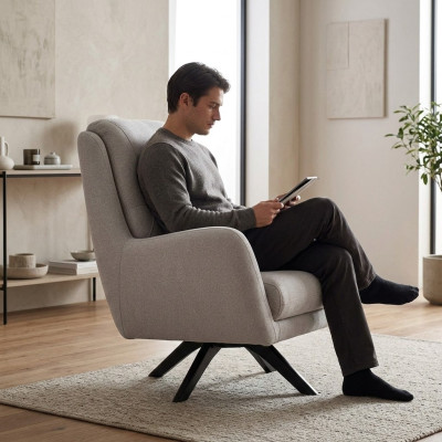 Sessel Modern Weiße Wohnzimmer Sitzmöbel Textil Luxus Design Möbel Lounge Club