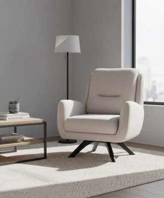 Sessel Modern Weiße Wohnzimmer Sitzmöbel Textil Luxus Design Möbel Lounge Club
