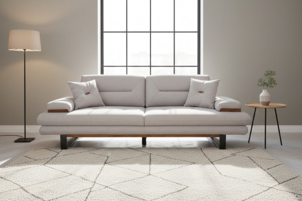 Designer Grau Sofa 3 Sitz Modern Stil Möbel in Wohnzimmer 238cm Couchen