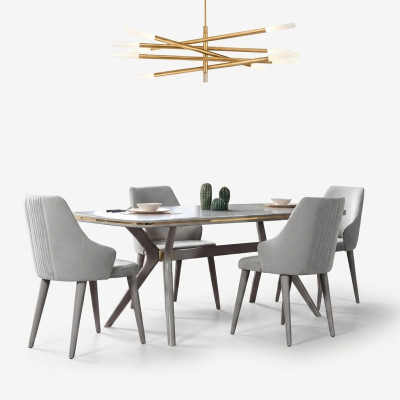 Modern Esstisch 6x Stühle Designer Luxus Esszimmer Möbel Holz Essgruppe