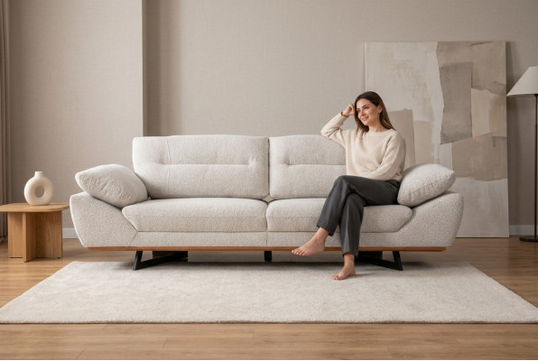 Komfort Designer Sofa 3 Sitzer Couch Polster Sofas Design Weiß in Wohnzimmer