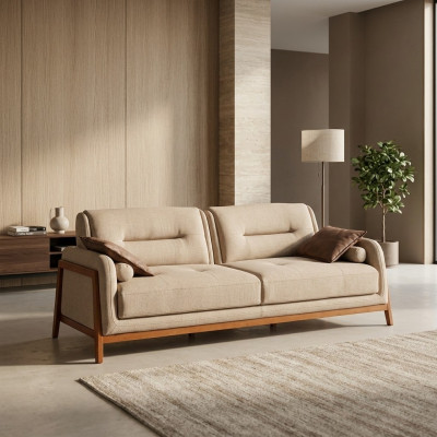 Designer Sofa 3 Sitzer Luxus Polster Braun Couch Wohnzimmer Möbel