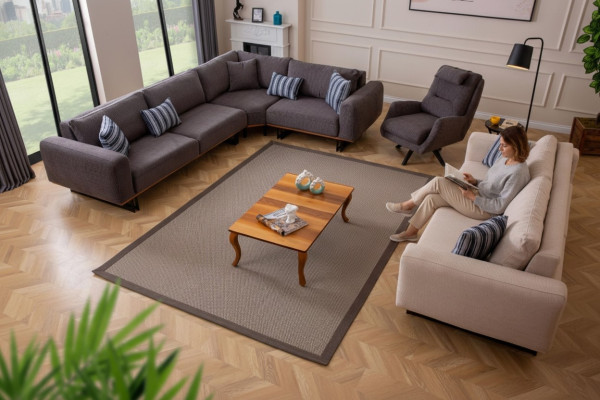 Designer Wohnzimmer Set Wohnlandschaft Ecksofa L-Form 3 Sofa Sessel 3tlg