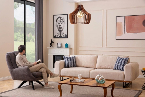 Luxus 2tlg Wohnzimmer Set Sofa 3-Sitzer mit sessel Design Sofagarnitur