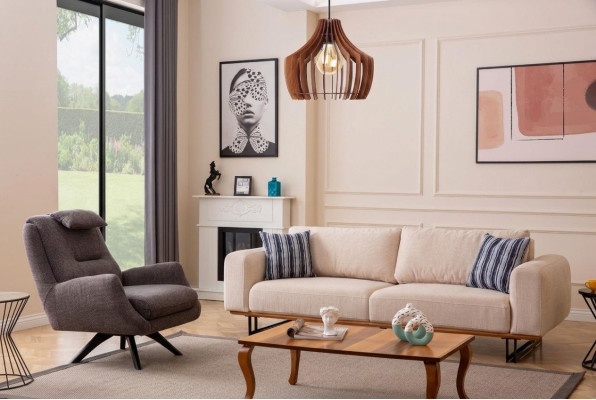 Luxus 2tlg Wohnzimmer Set Sofa 3-Sitzer mit sessel Design Sofagarnitur