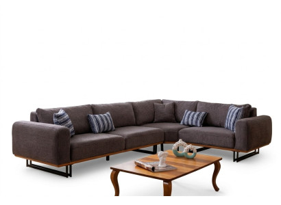 Designer Ecksofa L Form Polster Textil Modern Braun Luxus Wohnlandschaft