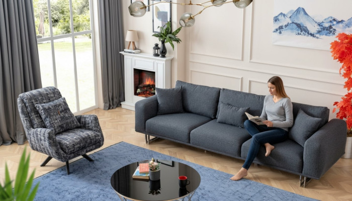 Sofagarnitur 4+1 Sitzer Luxus Garnitur Set Sofas Sessel Stoff Polster
