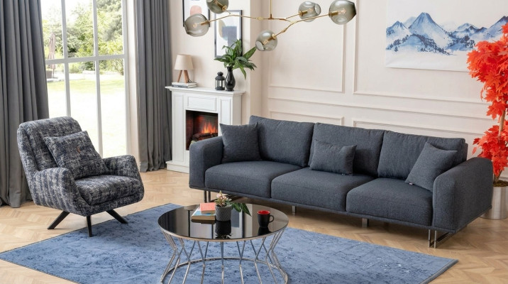 Sofagarnitur 4+1 Sitzer Luxus Garnitur Set Sofas Sessel Stoff Polster
