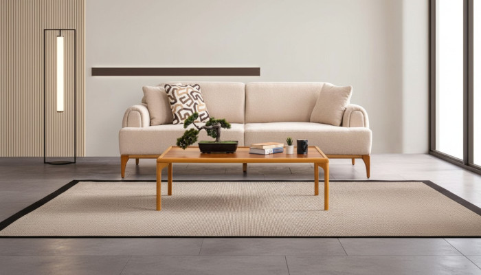 Modern Sofa 3 Sitzer Wohnzimmer Beige xxl 220cm Luxus Möbel Sofas Couchen