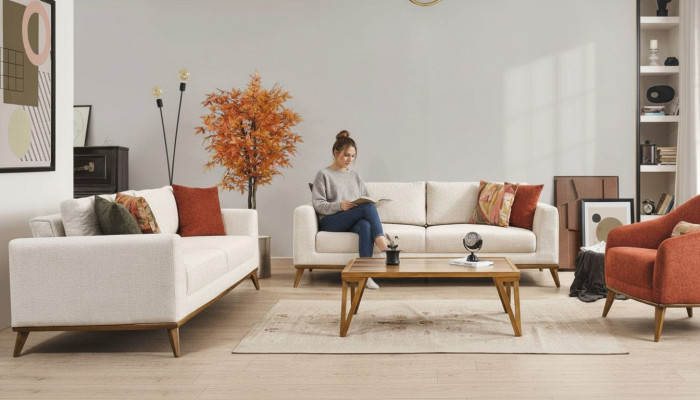 Stilvoll Wohnzimmer set Wohnzimmer set 3tlg. Modern Beige Couch 3+3+1