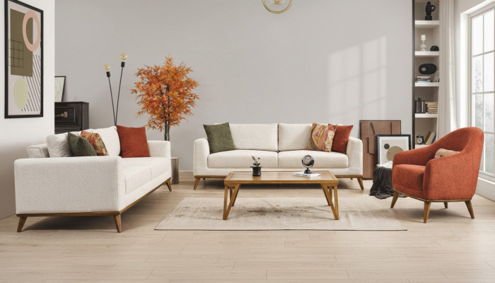 Stilvoll Wohnzimmer set Wohnzimmer set 3tlg. Modern Beige Couch 3+3+1