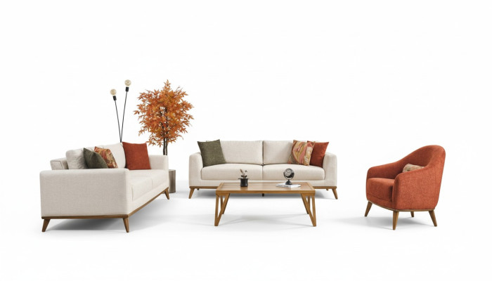 Stilvoll Wohnzimmer set Wohnzimmer set 3tlg. Modern Beige Couch 3+3+1