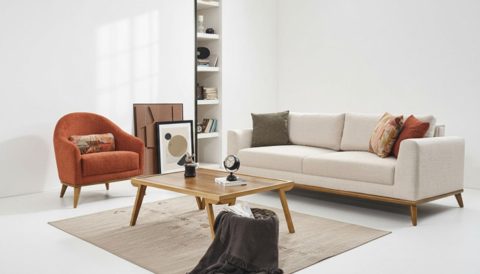 Sofagarnitur 3 + 1 Sitzer Design Möbel 2tlg Beige Couchen Sofa Textil