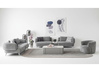 Couch Sofagarnitur 3+3+1 Sitz Grau Sofa Luxus Möbel Wohnzimmer Couchen