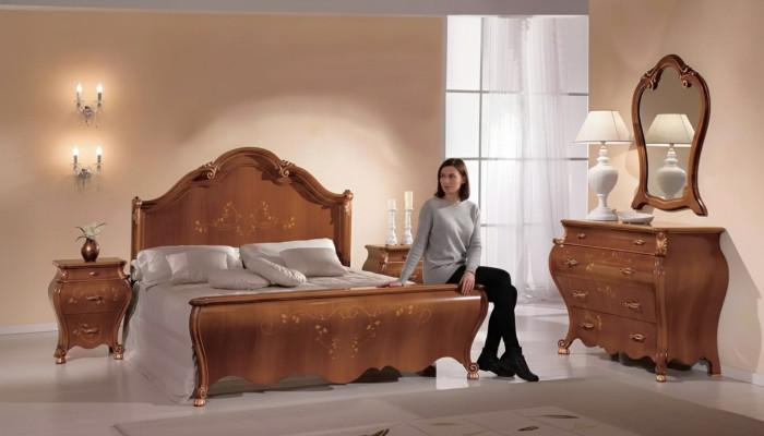 Braunes Schlafzimmer Set Luxus Möbel Betten Nachttische Spiegel Kommode