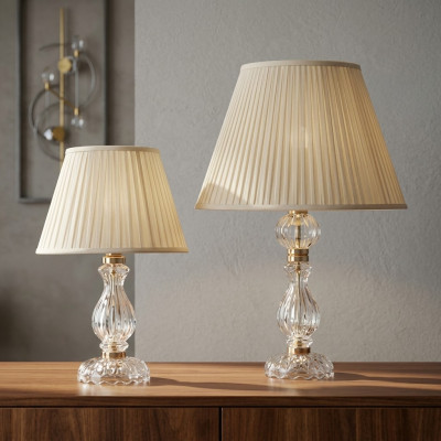 Weiße Transparente Tischlampe Antik Stil Kronleuchter Kristall Lampe