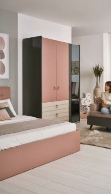 Moderner Kleiderschrank Luxus Schrank Holz Schränke Glas Schlafzimer neu