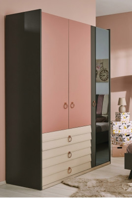 Moderner Kleiderschrank Luxus Schrank Holz Schränke Glas Schlafzimer neu