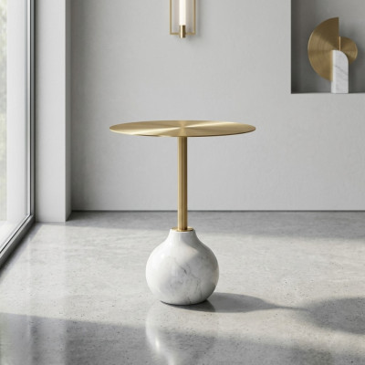 Modern Couchtisch rund Metall stilvolle Gold Beistelltisch neu luxuriöse