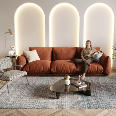 Sofa 3 Sitzer Textil Holz Modern Braun Sofa Polster Couch Luxus Neu Sofa