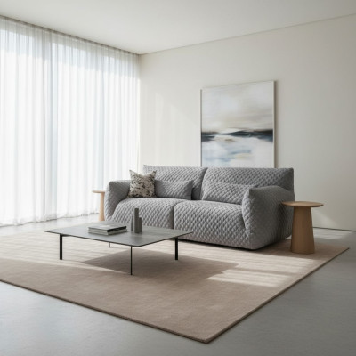 Wohnzimmer Sofa 3 Sitzer Grau Polster Sofas Design Holz Textil neu Modern